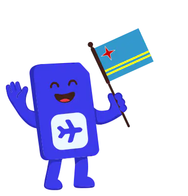 sim.do Maskottchen mit der Flagge von Aruba