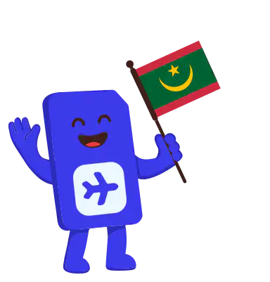 sim.do Maskottchen mit der Flagge von Mauritania