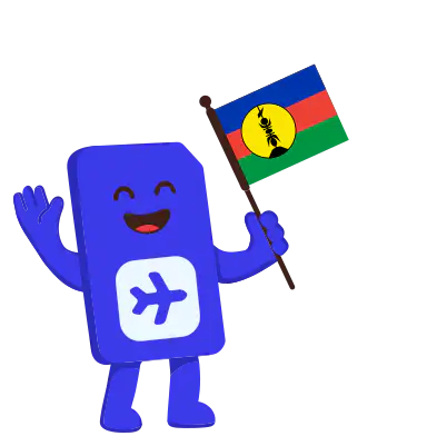 sim.do Maskottchen mit der Flagge von New Caledonia