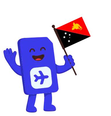 sim.do Maskottchen mit der Flagge von Papua New Guinea