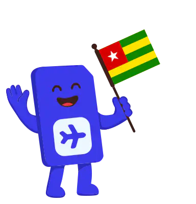 sim.do Maskottchen mit der Flagge von Togo
