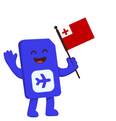 sim.do Maskottchen mit der Flagge von Tonga