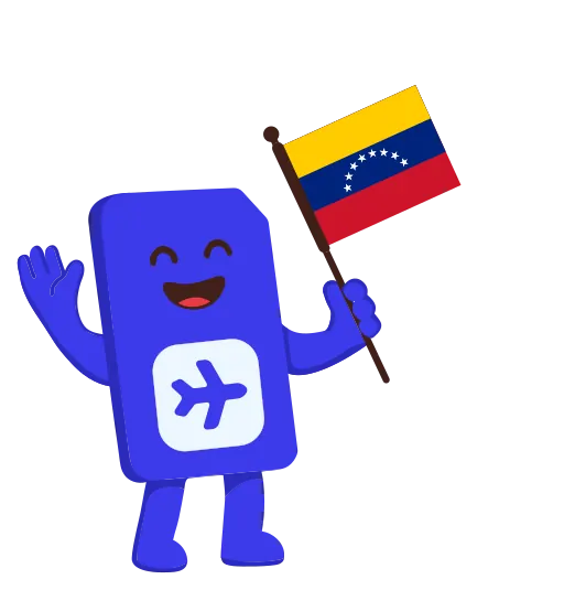 sim.do Maskottchen mit der Flagge von Venezuela