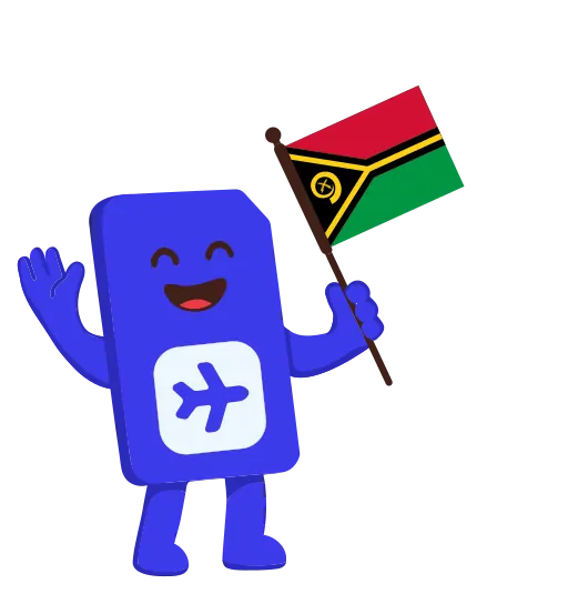 sim.do Maskottchen mit der Flagge von Vanuatu