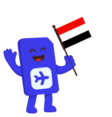 sim.do Maskottchen mit der Flagge von Yemen